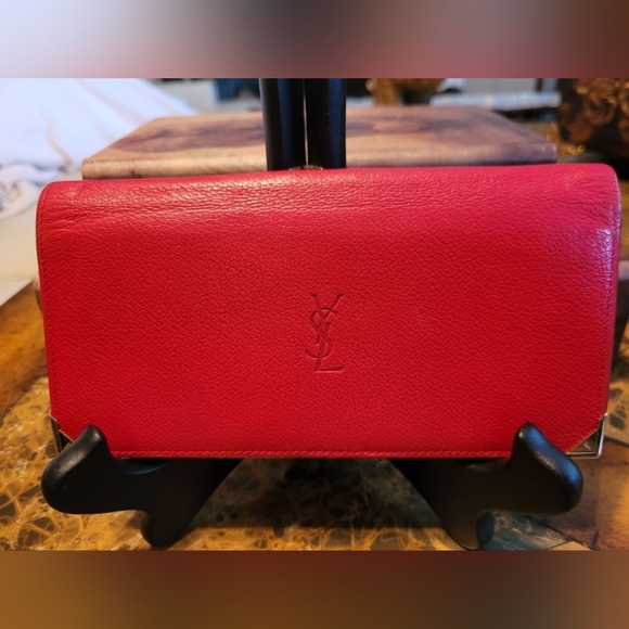 YSL red leather wallet - Picture 1 of 10